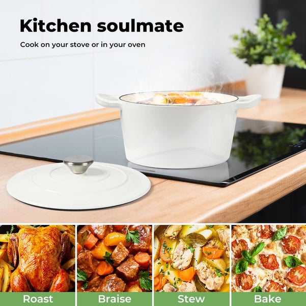 Toque Enamel Dutch Oven 4L Cast Iron Pan Casserole Pot Slow Cook Cooker with Lid Carousel 2