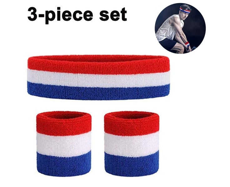 Sweatband Set Sports Headband Wristband Set Terry Cloth Wristband Wrist Moist Carousel 1