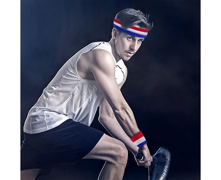 Sweatband Set Sports Headband Wristband Set Terry Cloth Wristband Wrist Moist Carousel 2