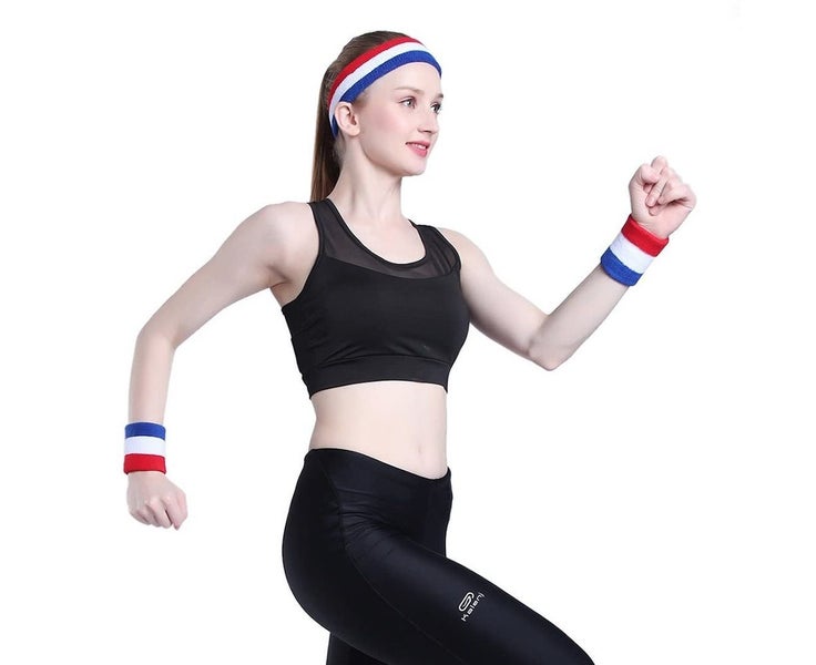 Sweatband Set Sports Headband Wristband Set Terry Cloth Wristband Wrist Moist Carousel 4