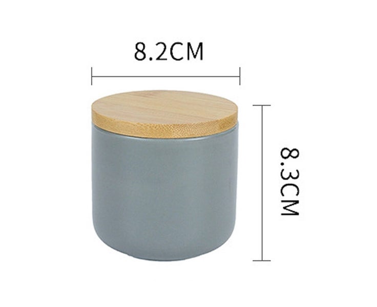 Stacked Ceramic Salt Pepper Container with Wooden Lid, Salt Box for Counterto Carousel 2