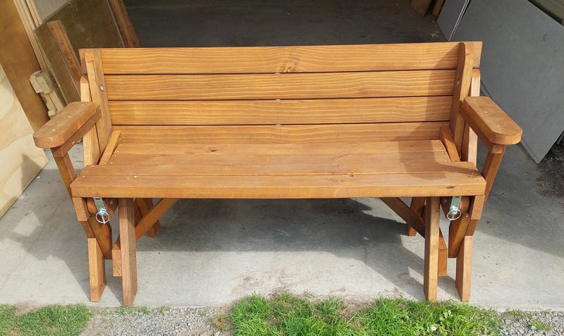 Picnic table that folds down to a seat64171356587779111