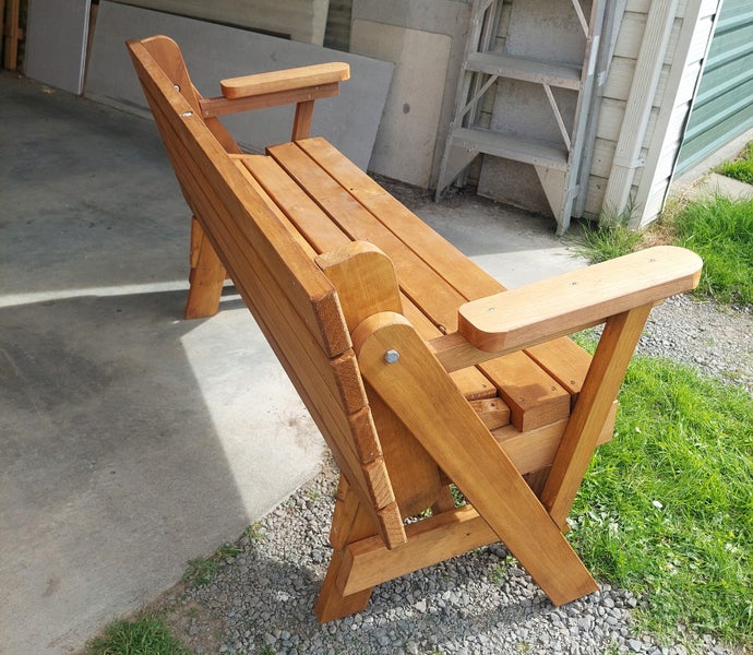 Picnic table that folds down to a seat64171356587779112