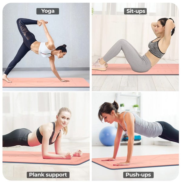 Centra Yoga Mat Non-Slip Fitness Exercise Workout Home Pilates & Floor Pink Carousel 9