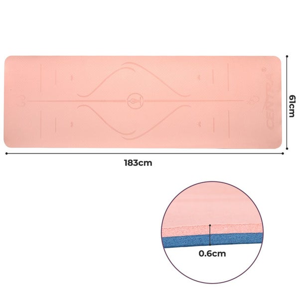 Centra Yoga Mat Non-Slip Fitness Exercise Workout Home Pilates & Floor Pink Carousel 2