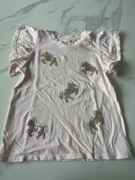 Mac + Ellie pink unicorn top - size 8 Carousel 1