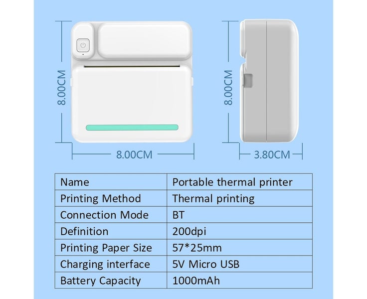Portable Pocket-size Thermal Printer Wireless BT Printer Simple Operation Sup Carousel 6