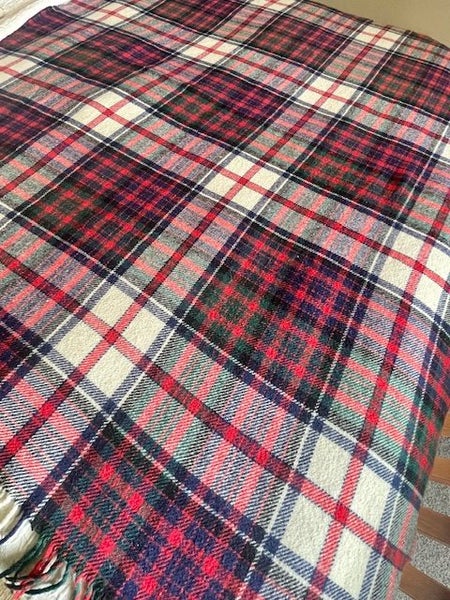 A fabulous vintage pure NZ Woolen travel Blanket - Checks Carousel 1