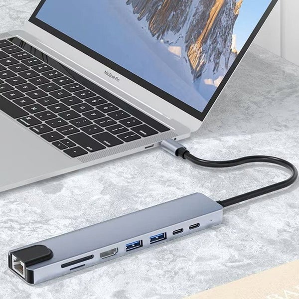 USB-C Hub 8-in-1: HDMI + USB + Ethernet + SD + PD Charging Carousel 2