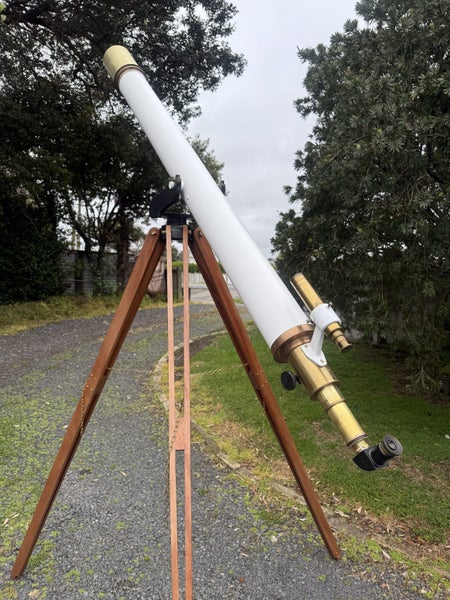 Telescope Old large brass and metal 4inch refractor Carousel 1