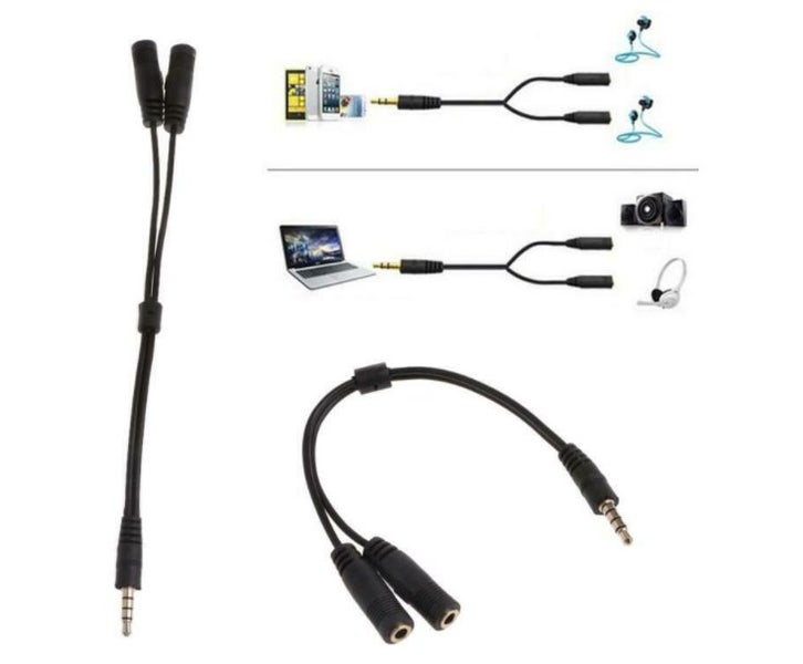 Audio Male To 2 Female 3.5mm Headphone Mic Y Splitter Cable Carousel 4