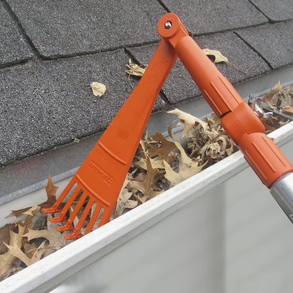 Mini Gutter Cleaner Tool Rake for Leaves & Debris Fits Acme Thread and EZ Poles Carousel 1