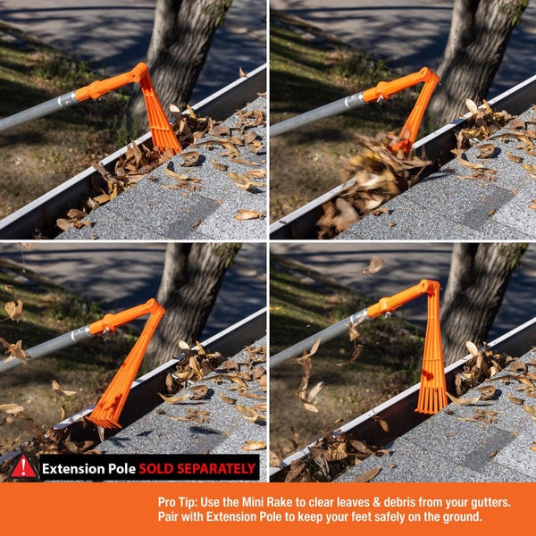 Mini Gutter Cleaner Tool Rake for Leaves & Debris Fits Acme Thread and EZ Poles Carousel 2