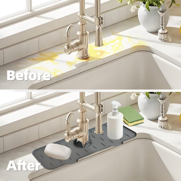 Sink Tap Faucet Drip Tray Silicone Splash Guard Kitchen Mat Catcher Carousel 6