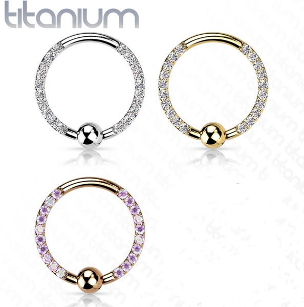 Titanium Forward Facing Pave CZ On Each Side. Carousel 1