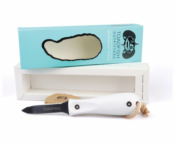 Toadfish Pro Edition Oyster Knife White Heavy Japanese Stainless Steel Carousel 1