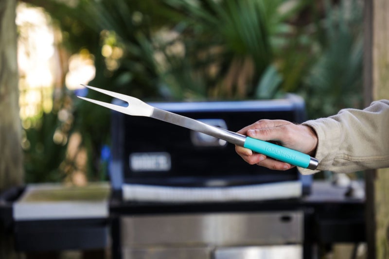 Toadfish Ultimate Grill Fork Stainless Steel Rubber Grip with Spoon Rest Carousel 2