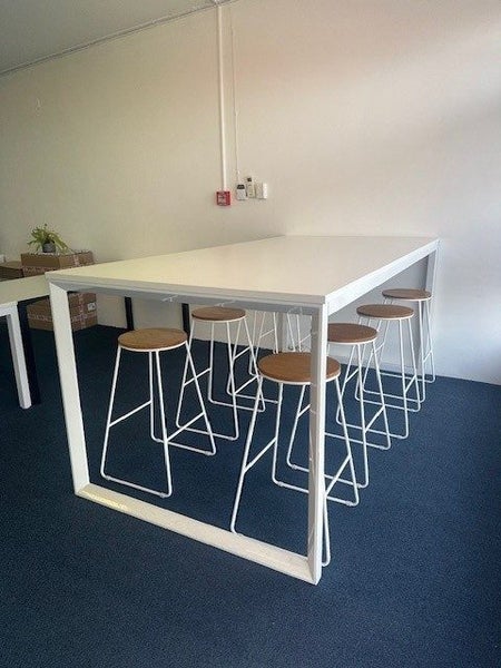 Large McGreals Boardroom table + bar stools63807316559363110