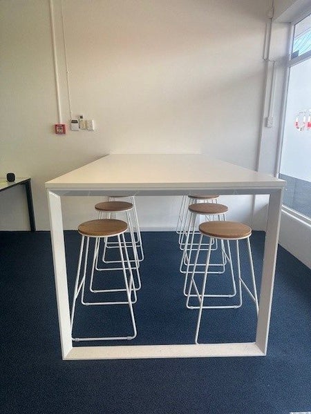Large McGreals Boardroom table + bar stools63807316559363111