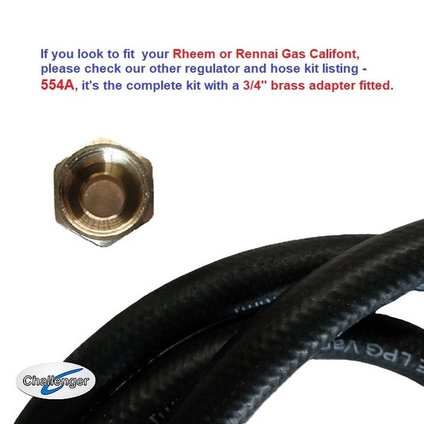 Gas Regulator & Hose Kit -Suitable for Challenger Gas califont to connect to LPG Carousel 2