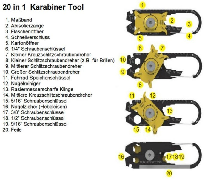 Mini Pocket Tool Gadget Keychain Utility 20 in 1 Carousel 7