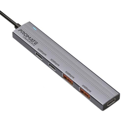 Promate 4-in-1 USB Multi-Port Ultra Compact Hub with USB-C Connector - Grey Carousel 1