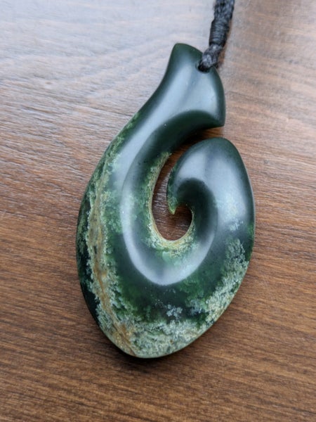 Large Pounamu Matte Hook Pendant Carousel 1
