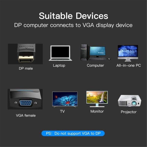 Vention HBFBB DP to VGA Converter 0.15M Black [HBFBB] Carousel 2