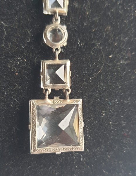 Vintage 1930s Open Back Bezel Crystal Necklace, Marked Carousel 2