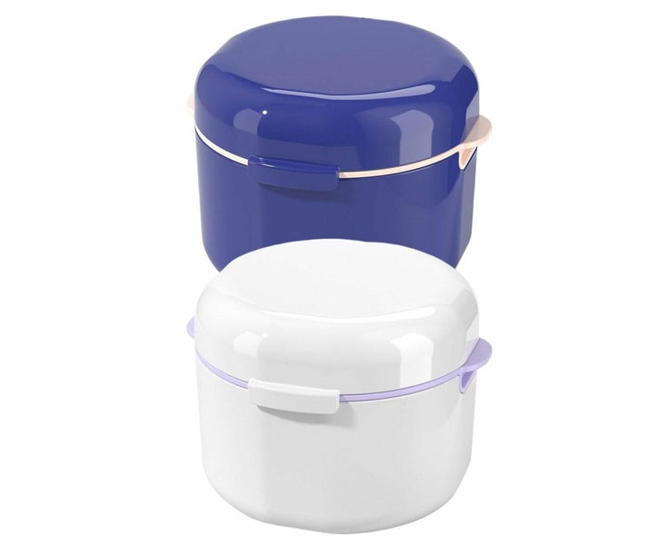 False Teeth Container Denture Bath Case Cup with Strainer Basket for Travel-W Carousel 2