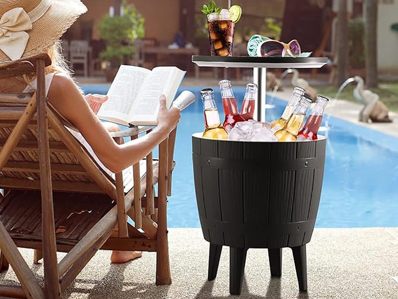 Outdoor Bar Table Cooler Ice Bucket Outdoor Storage Box Black Carousel 2
