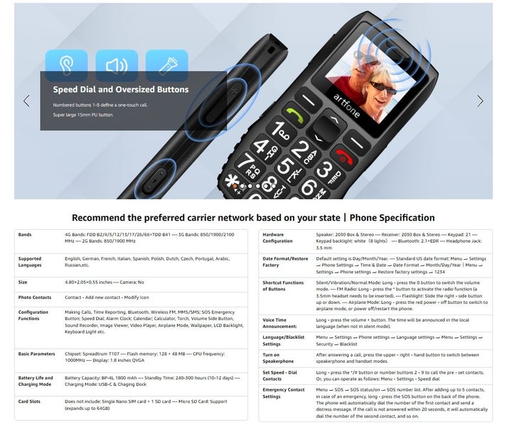 Big Button Senior Mobile Phone for Elderly, With SOS Emergency Button Sale64437428702338113