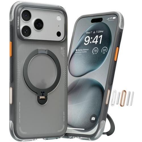 Torras iPhone 17 Pro (6.3") 2025 Ostand Spin Air Case - Black Full Camera Carousel 1