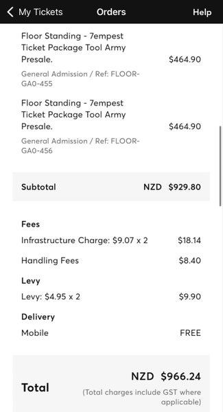 Tool VIP 7empest Concert Tickets x263812337340802111