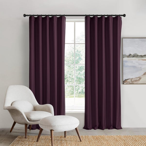 Sherwood Home Orlando Blockout Multi Header Curtain Pair Plum 180x223cm Carousel 1
