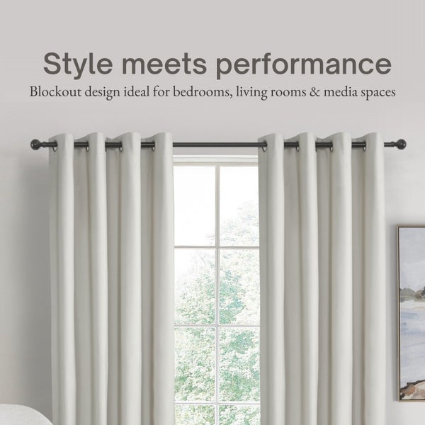 Sherwood Home Orlando Blockout Eyelet Curtain Pair Mist 180x223cm Carousel 2