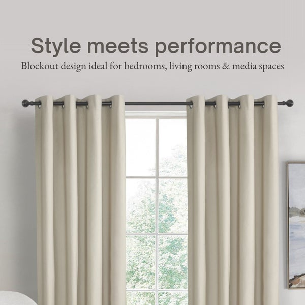 Sherwood Home Orlando Blockout Eyelet Curtain Pair Sand 140x223cm Carousel 2