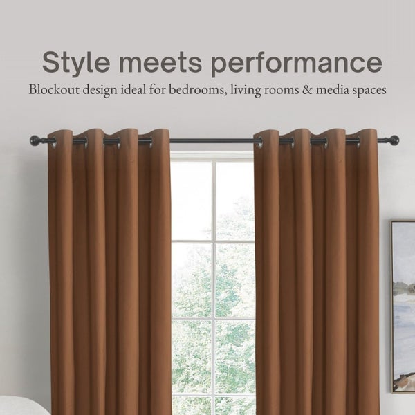 Sherwood Home Orlando Blockout Eyelet Curtain Pair Rust 225x223cm Carousel 2
