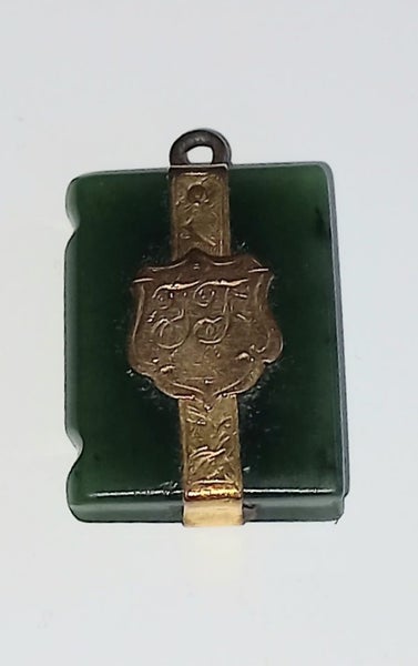 Antique Ponamu Prayer Book Pendant With Rose Gold Strap Carousel 1
