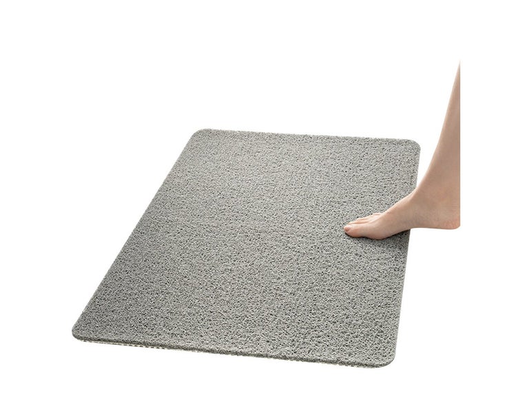 Anti-Slip Shower Loofah Bathroom Bath Mat Carpet Water Drains - Grey Carousel 5