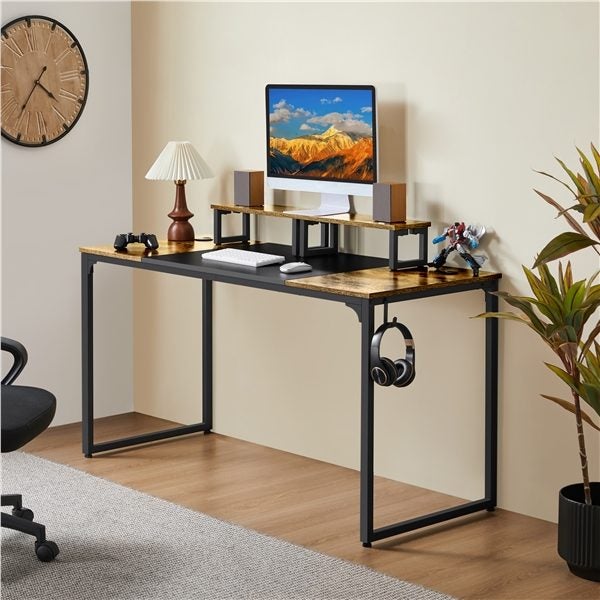 55-inch Large Computer Desk with Movable Monitor Stands Home Office Desk Carousel 1