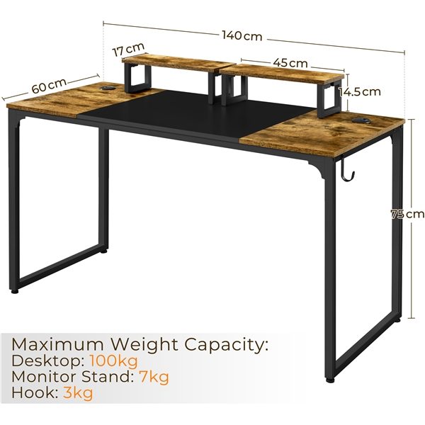 55-inch Large Computer Desk with Movable Monitor Stands Home Office Desk Carousel 2