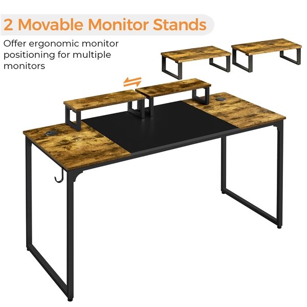 55-inch Large Computer Desk with Movable Monitor Stands Home Office Desk Carousel 13