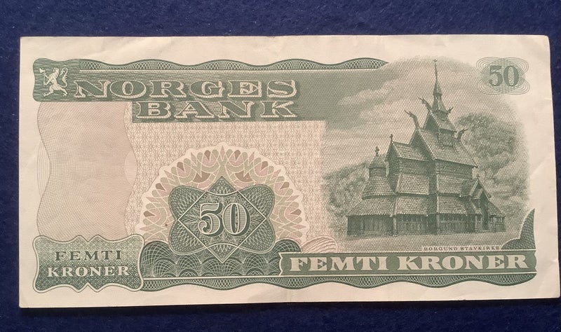 Norway 1983 Fifty Kroner banknote - last Prefix Carousel 2