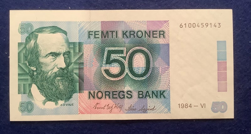 Norway 1984 Fifty Kroner banknote - 1st Issue - near Unc Carousel 1