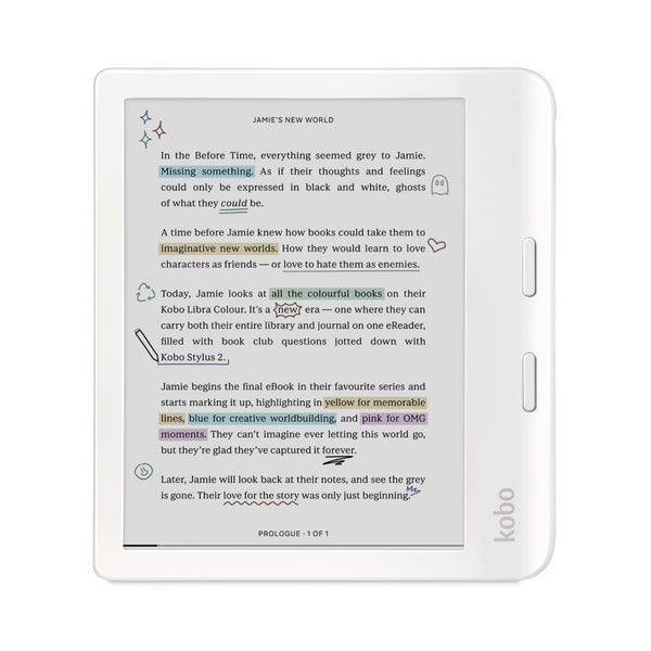 KOBO LIBRA COLOUR WHITE 7 E INK COLOUR DISPLAY STYLUS 2 COMPATIBILITY & WATERPRO Carousel 1