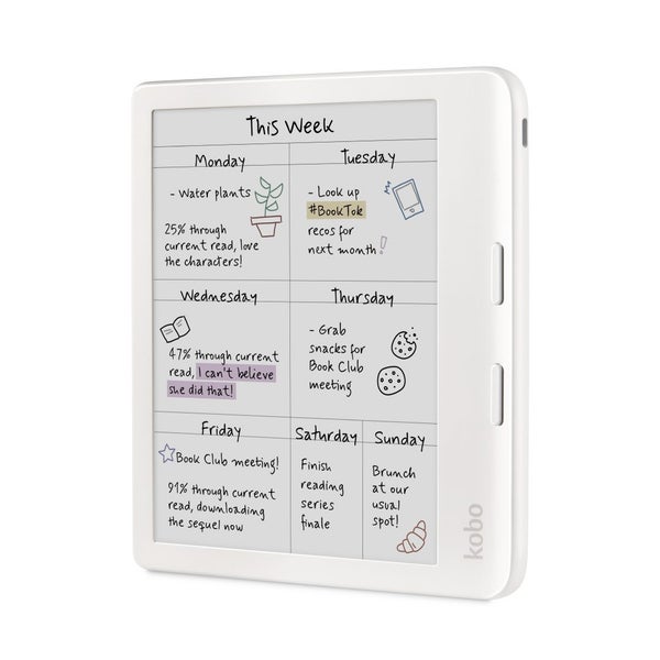 KOBO LIBRA COLOUR WHITE 7 E INK COLOUR DISPLAY STYLUS 2 COMPATIBILITY & WATERPRO Carousel 2