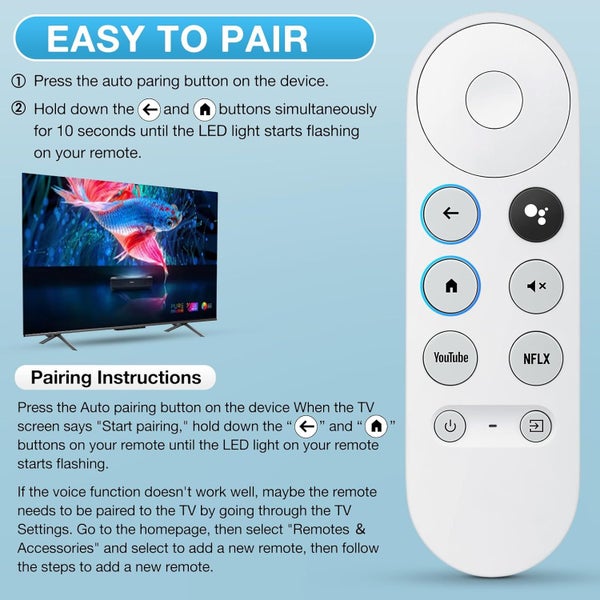 Replacement Remote for Chromecast with Google TV HD/4K/Streamer Carousel 4