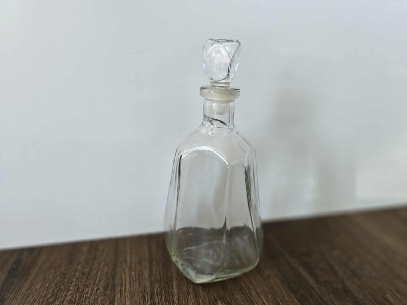 Vintage Glass Decanter with Stopper - Square, Geometric Pattern Carousel 2