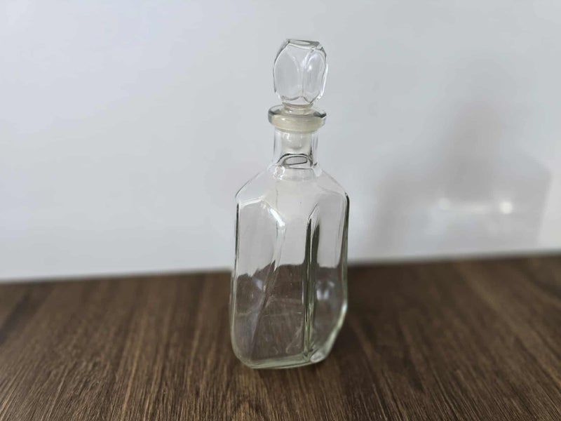 Vintage Glass Decanter with Stopper - Square, Geometric Pattern Carousel 3